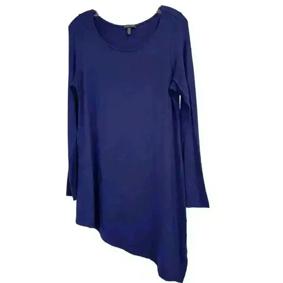 Eileen Fisher Bateau Neck Asymmetrical Jersey Long Sleeve Tunic Size M - Picture 8 of 11